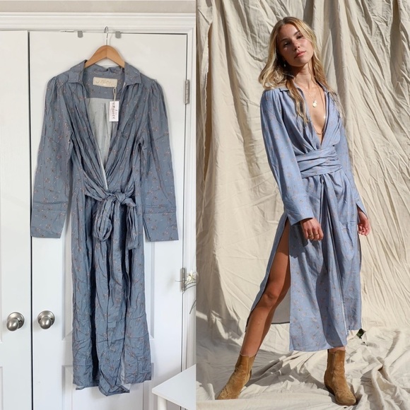 Jen’s Pirate Booty Colisee Midi Dress - Washed Blue Floral - Picture 1 of 12